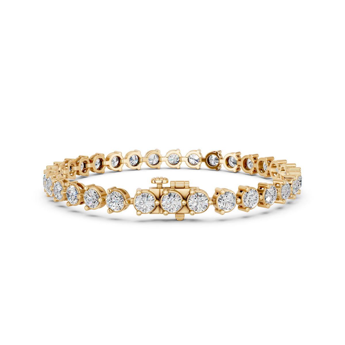 Round Lab Diamond 3 Prong Tennis Bracelet in 14K Yellow Gold – back view