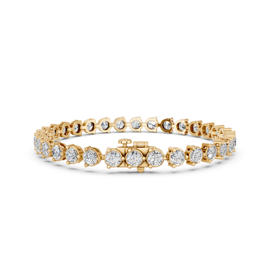 Round Lab Diamond 3 Prong Tennis Bracelet in 14K Yellow Gold – back view