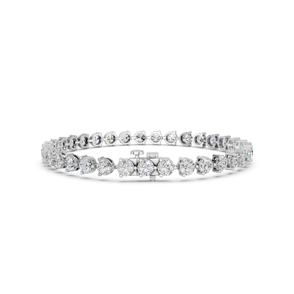 Round Lab Diamond 3 Prong Tennis Bracelet in 14K White Gold – back view