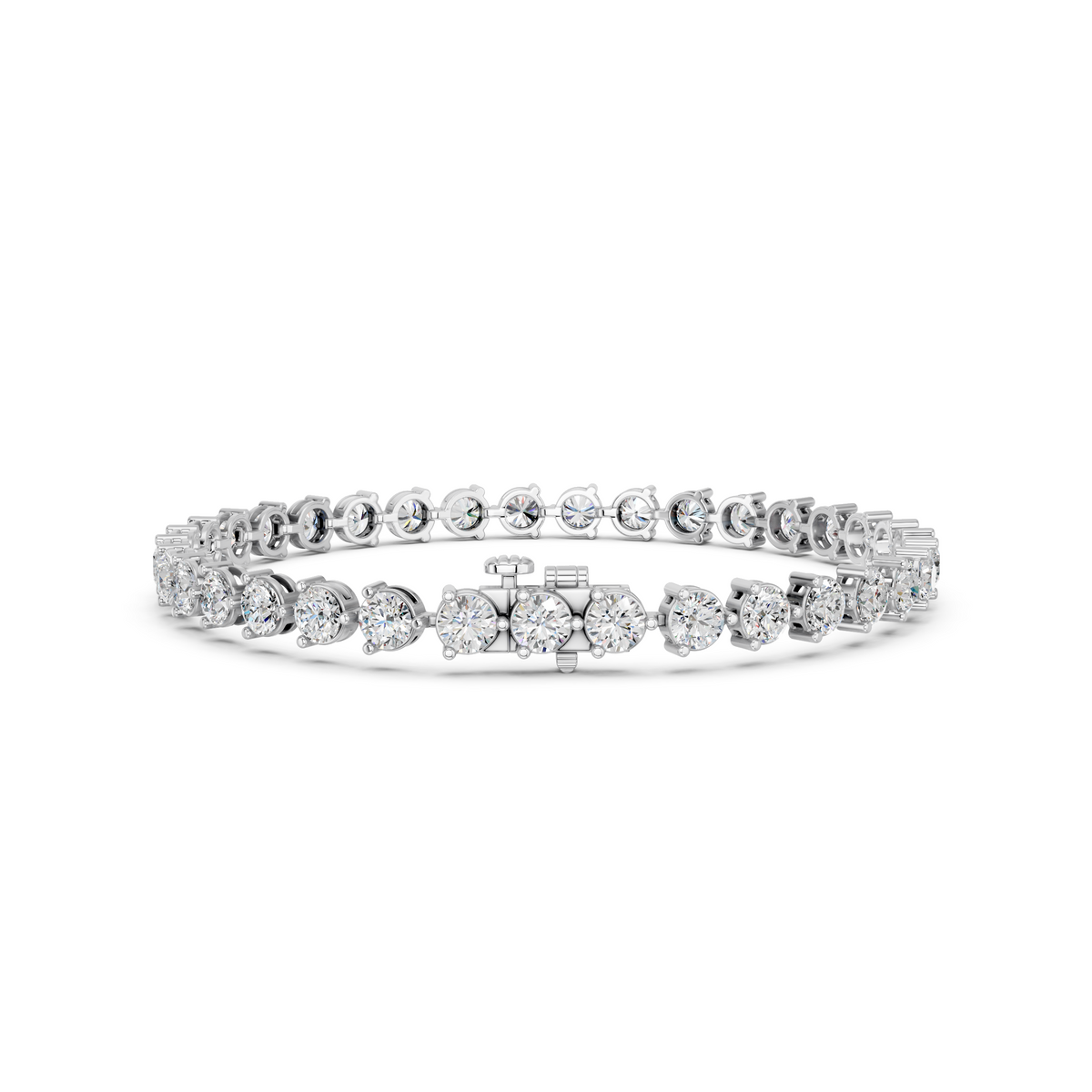 Round Lab Diamond 3 Prong Tennis Bracelet in 14K White Gold – back view