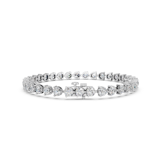 Round Lab Diamond 3 Prong Tennis Bracelet in 14K White Gold – back view