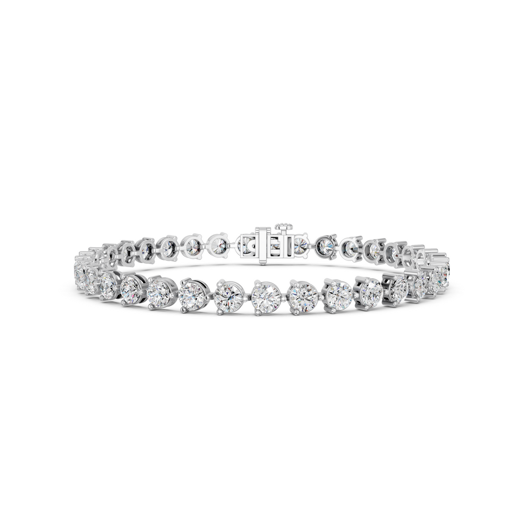 Round Lab Diamond 3 Prong Tennis Bracelet in 14K White Gold – front view
