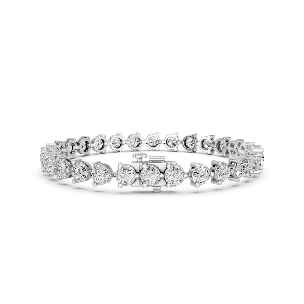 Round Lab Diamond 3 Prong Tennis Bracelet in 14K White Gold – back view