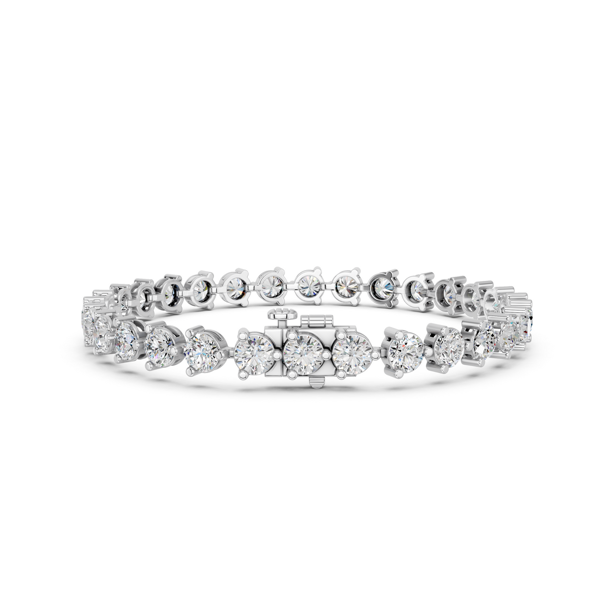 Round Lab Diamond 3 Prong Tennis Bracelet in 14K White Gold – back view