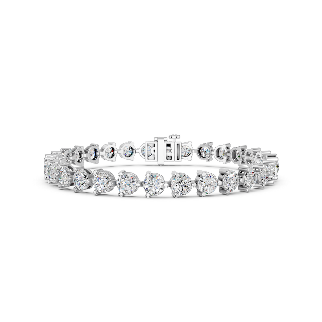 Round Lab Diamond 3 Prong Tennis Bracelet in 14K White Gold – front view