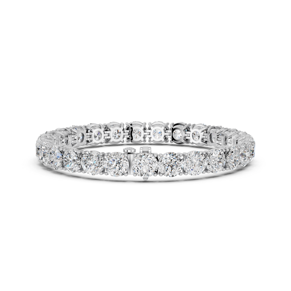 Round Lab Diamond 4 Prong Tennis Bracelet in 14K White Gold – back view