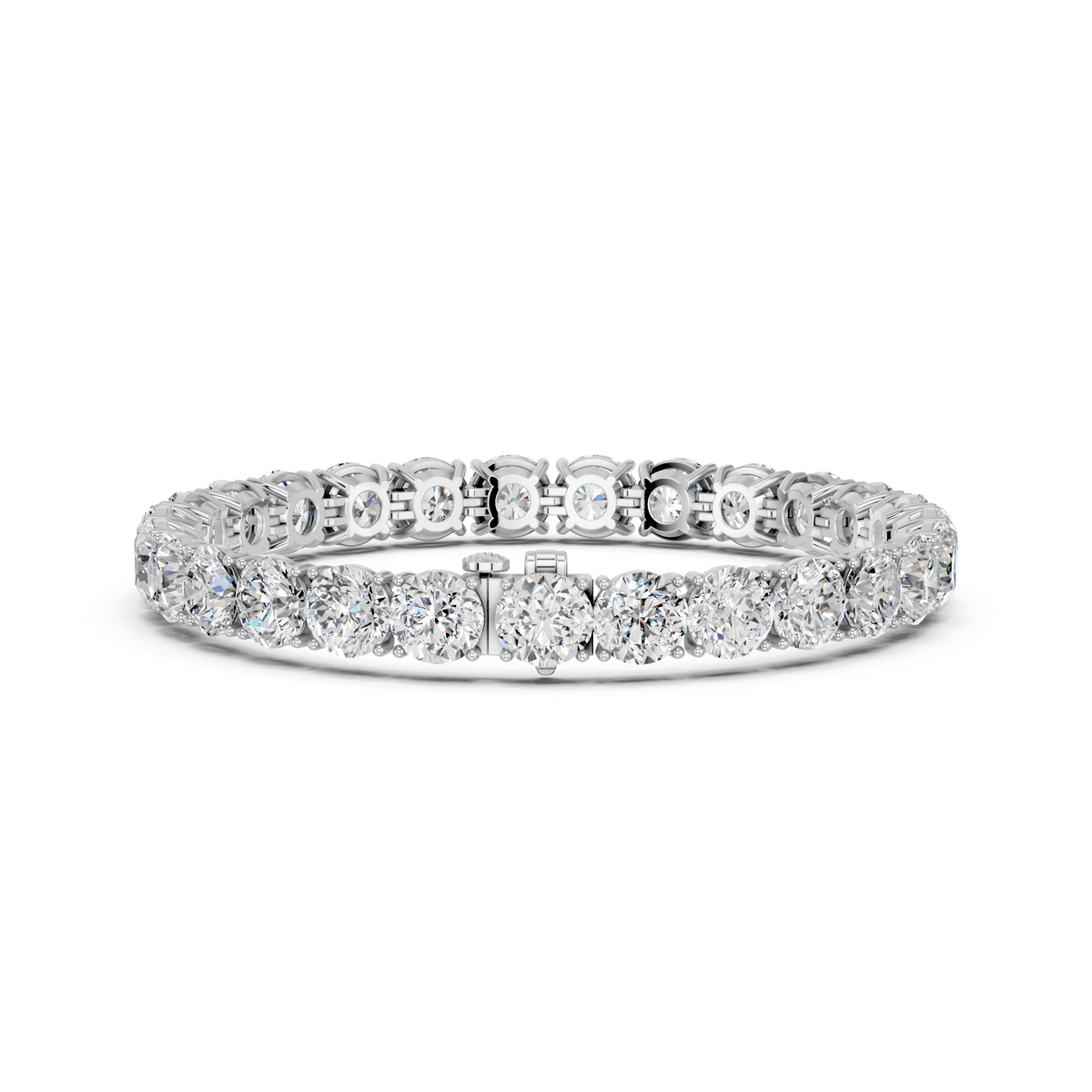 Round Lab Diamond 4 Prong Tennis Bracelet in 14K White Gold – back view
