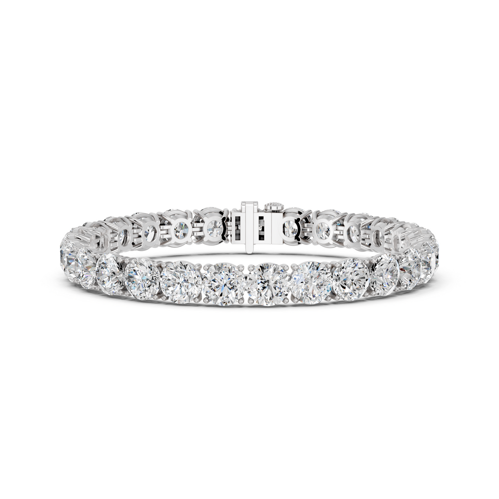 Round Lab Diamond 4 Prong Tennis Bracelet in 14K White Gold – front view