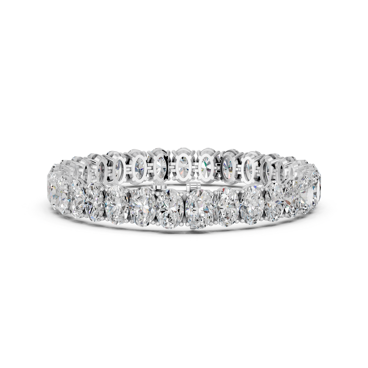 Oval Lab Diamond N-S Heavytennis Bracelet in 14K White Gold – back view