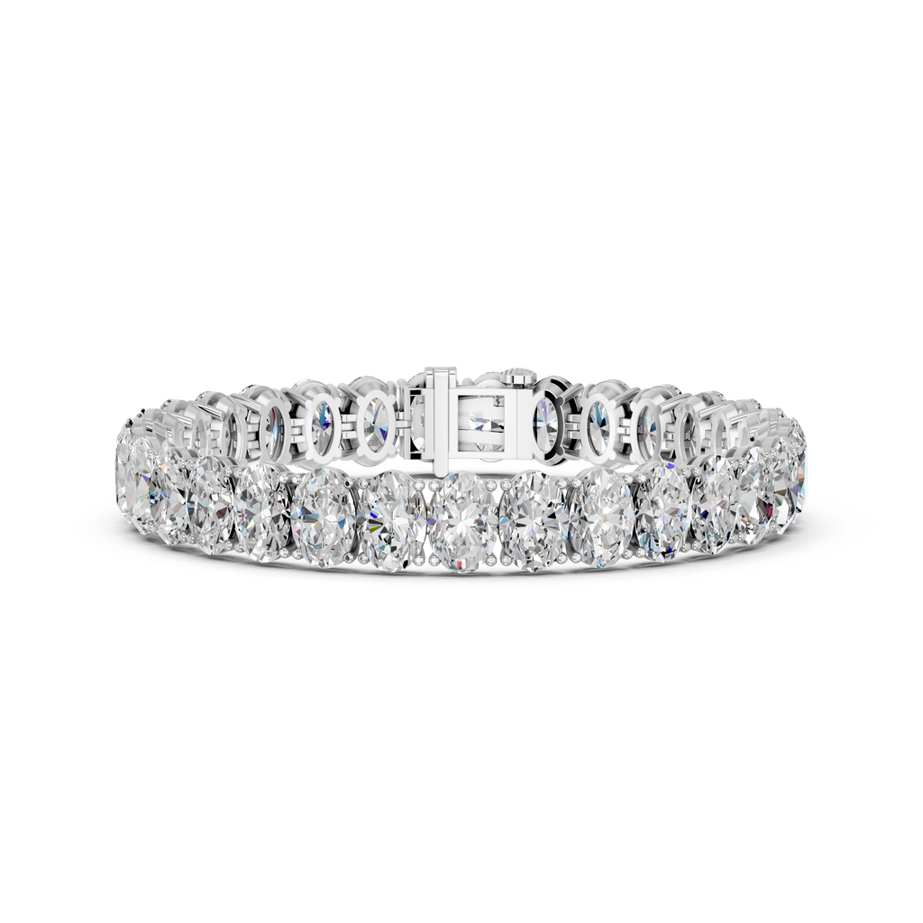 Oval Lab Diamond N-S Heavytennis Bracelet in 14K White Gold – front view