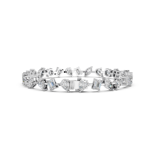 Multi Shape Lab Diamond Zig-Zag Bracelet in 14K White Gold – back view