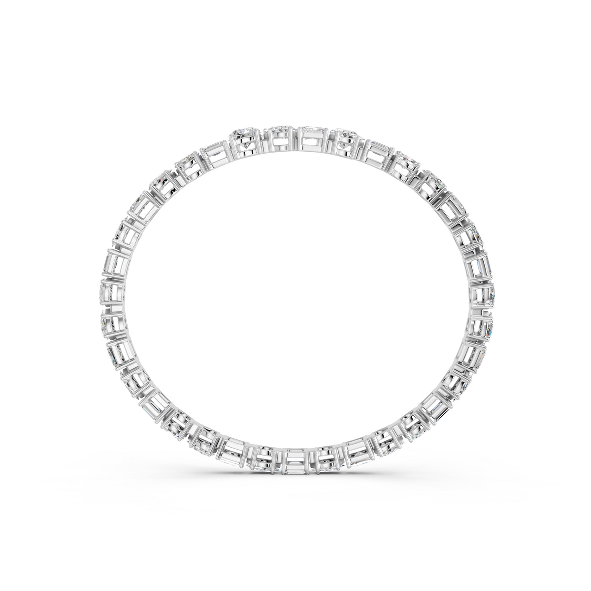 Multi Shapes Lab Diamond Flexible Bracelet in 14K White Gold – front view