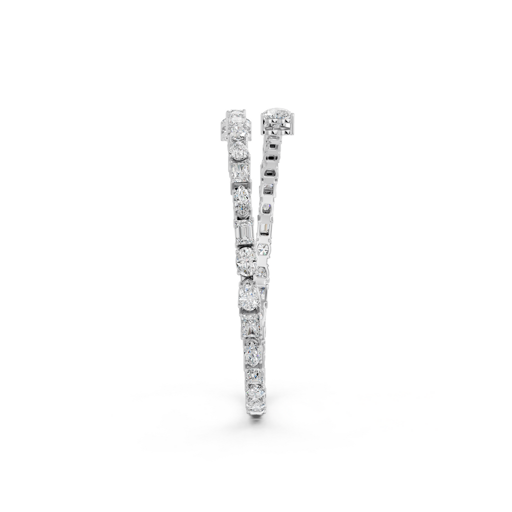 Multi Shapes Lab Diamond Flexible Bracelet in 14K White Gold – reverse view