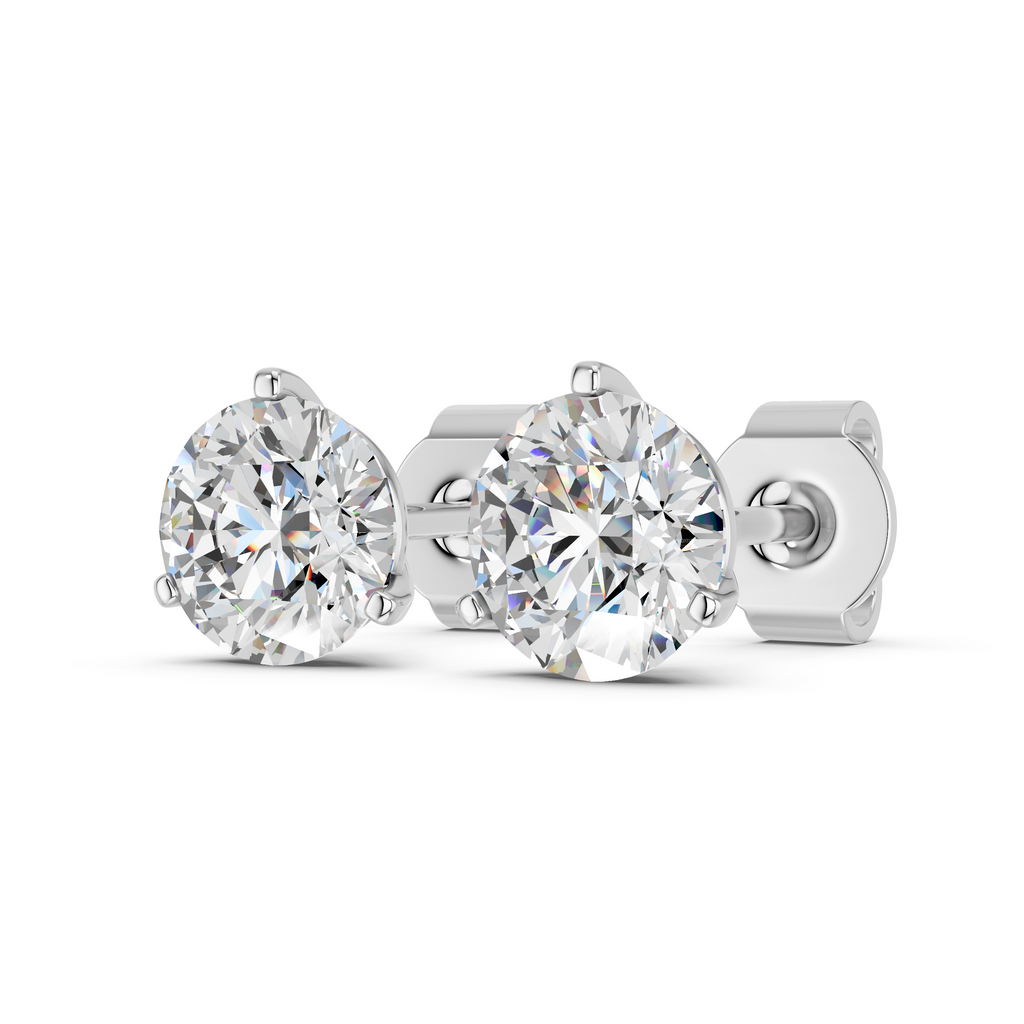 Round Lab Diamond Martini Stud in 14K White Gold – angled view