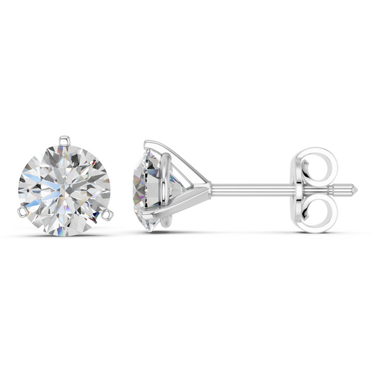 Round Lab Diamond Martini Stud in 14K White Gold – side view