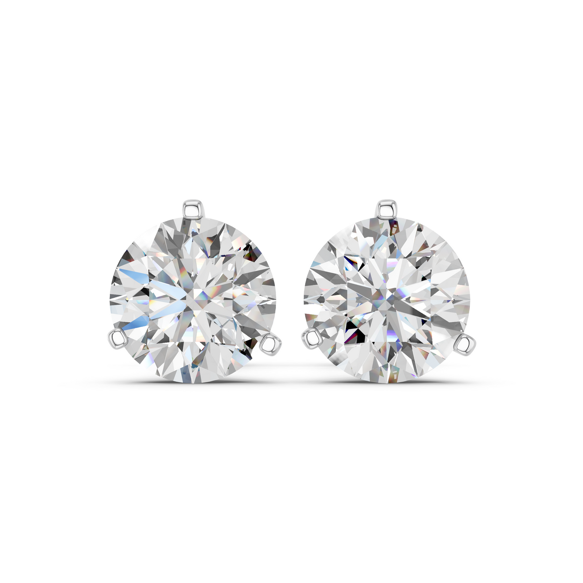 Round Lab Diamond Martini Stud in 14K White Gold – top view