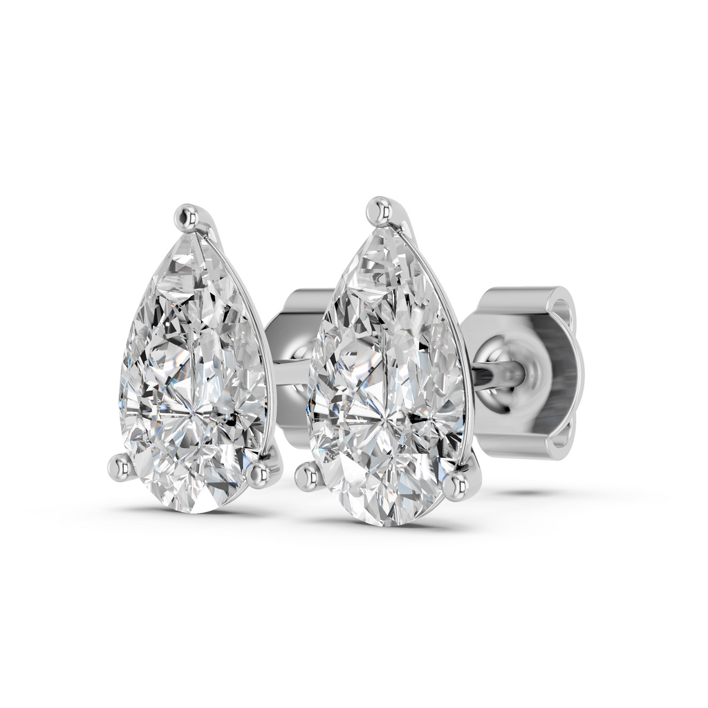 Pear Lab Diamond Martini Stud in 14K White Gold – angled view