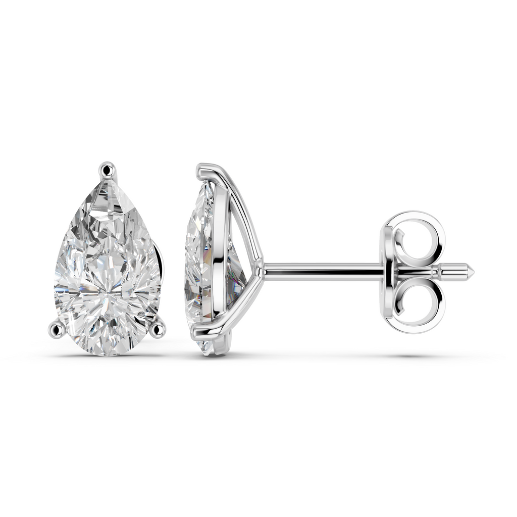 Pear Lab Diamond Martini Stud in 14K White Gold – side view