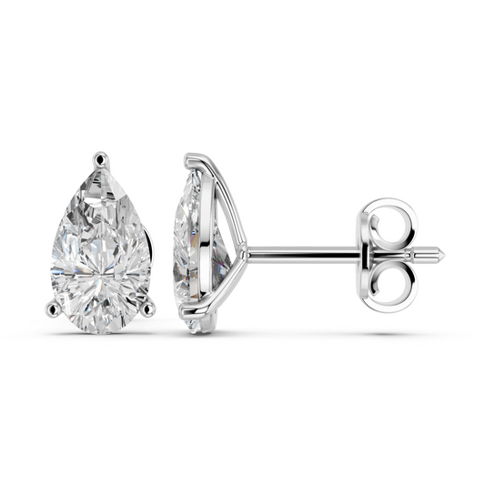 Pear Lab Diamond Martini Stud in 14K White Gold – side view
