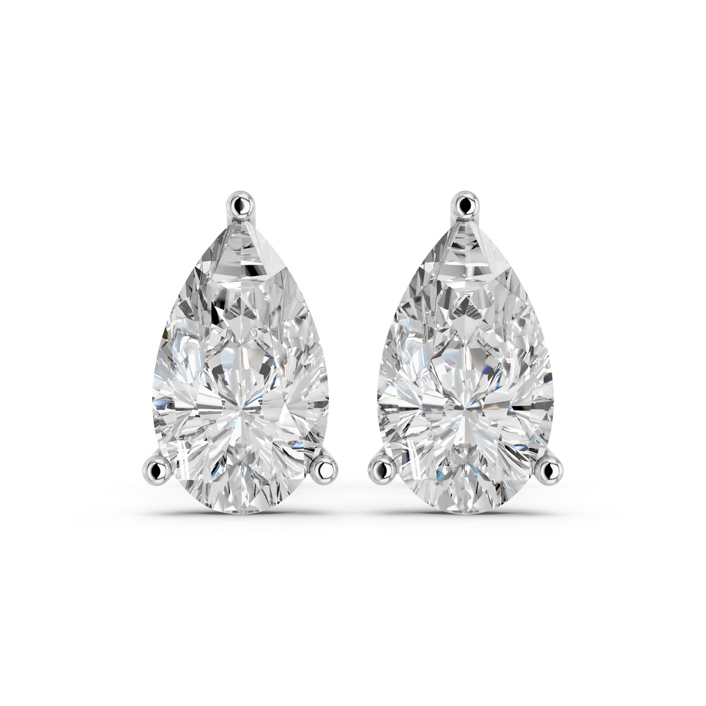 Pear Lab Diamond Martini Stud in 14K White Gold – top view