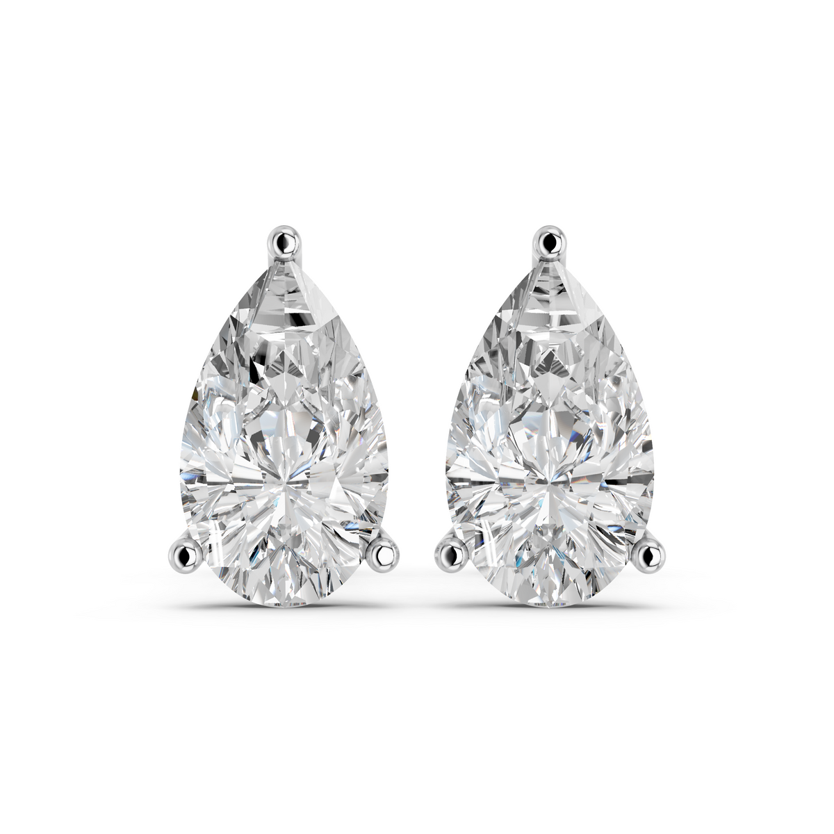 Pear Lab Diamond Martini Stud in 14K White Gold – top view