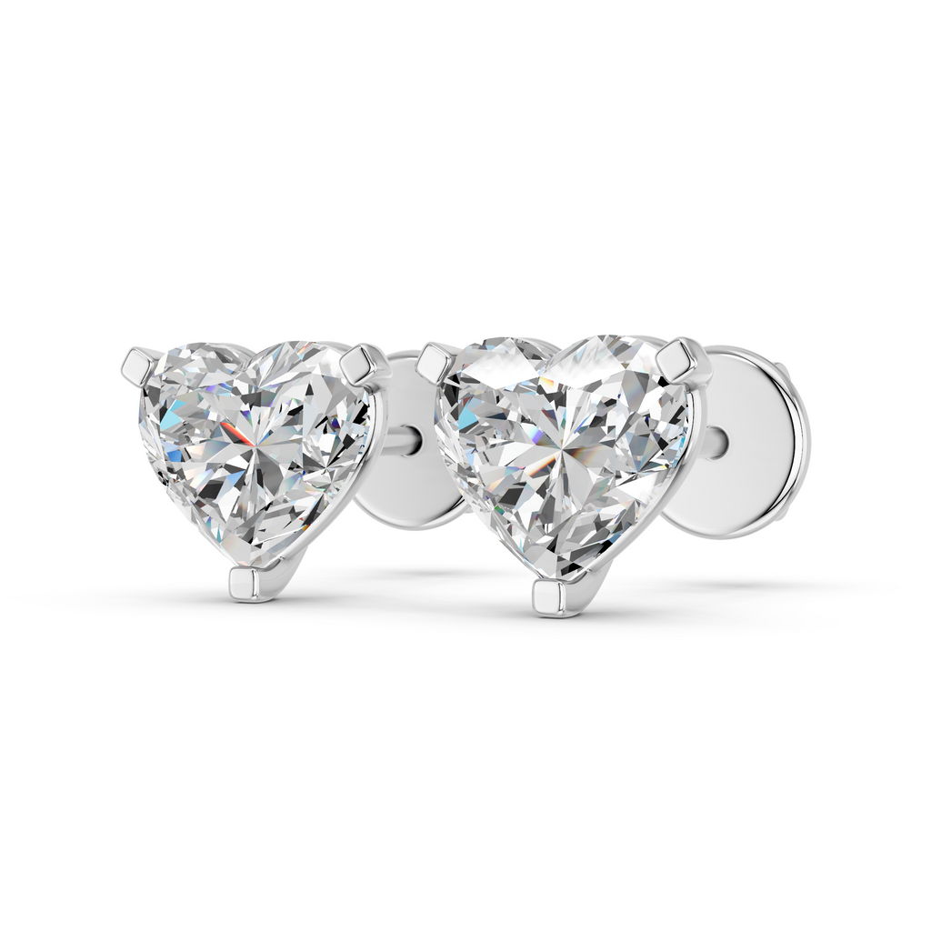Heart Lab Diamond Martini Stud in 14K White Gold – angled view