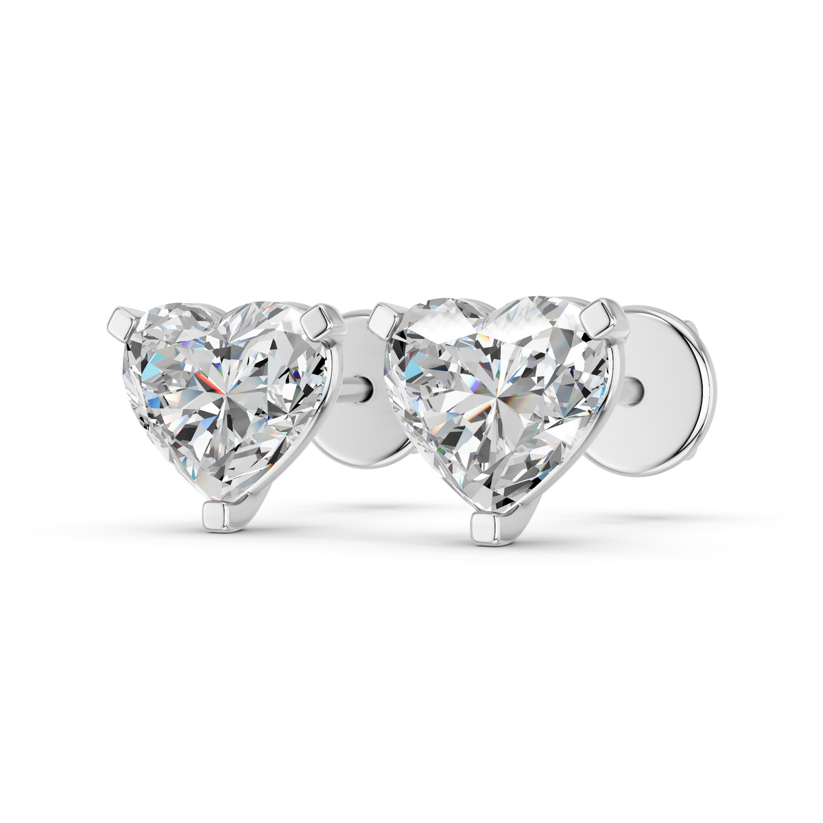 Heart Lab Diamond Martini Stud in 14K White Gold – angled view