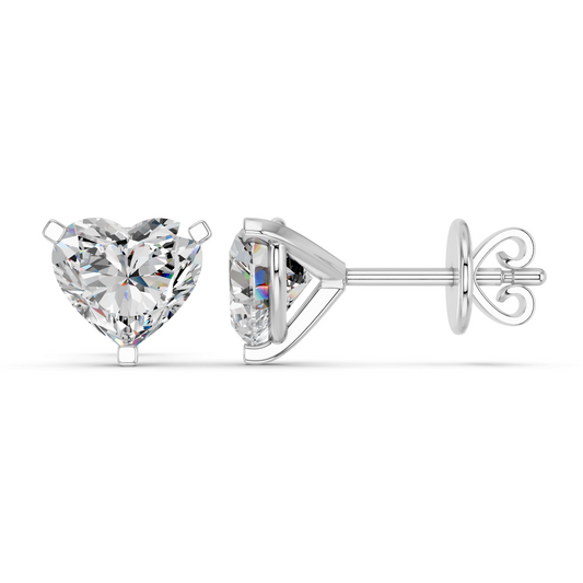 Heart Lab Diamond Martini Stud in 14K White Gold – side view