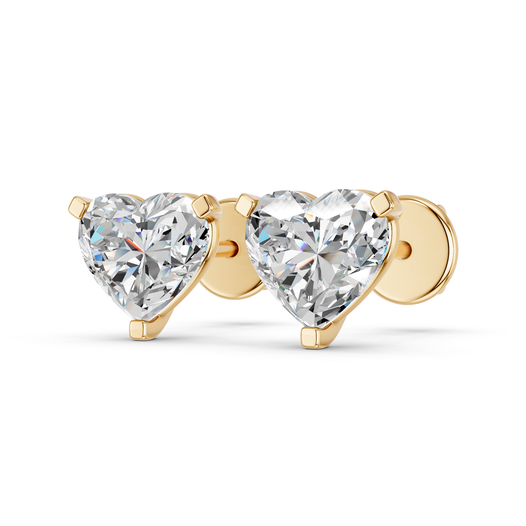Heart Lab Diamond Martini Stud in 14K Yellow Gold – angled view