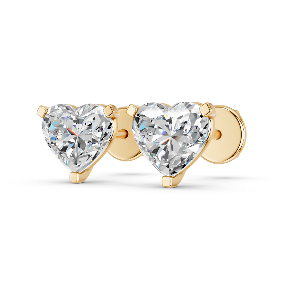 Heart Lab Diamond Martini Stud in 14K Yellow Gold – angled view
