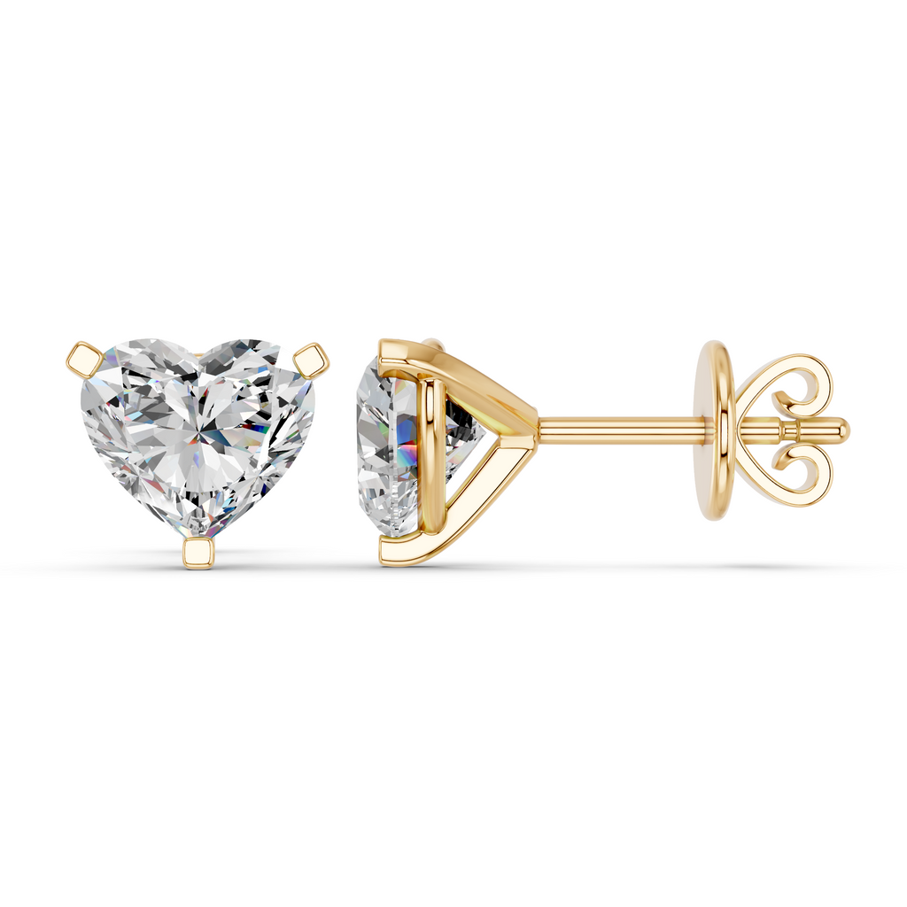 Heart Lab Diamond Martini Stud in 14K Yellow Gold – side view