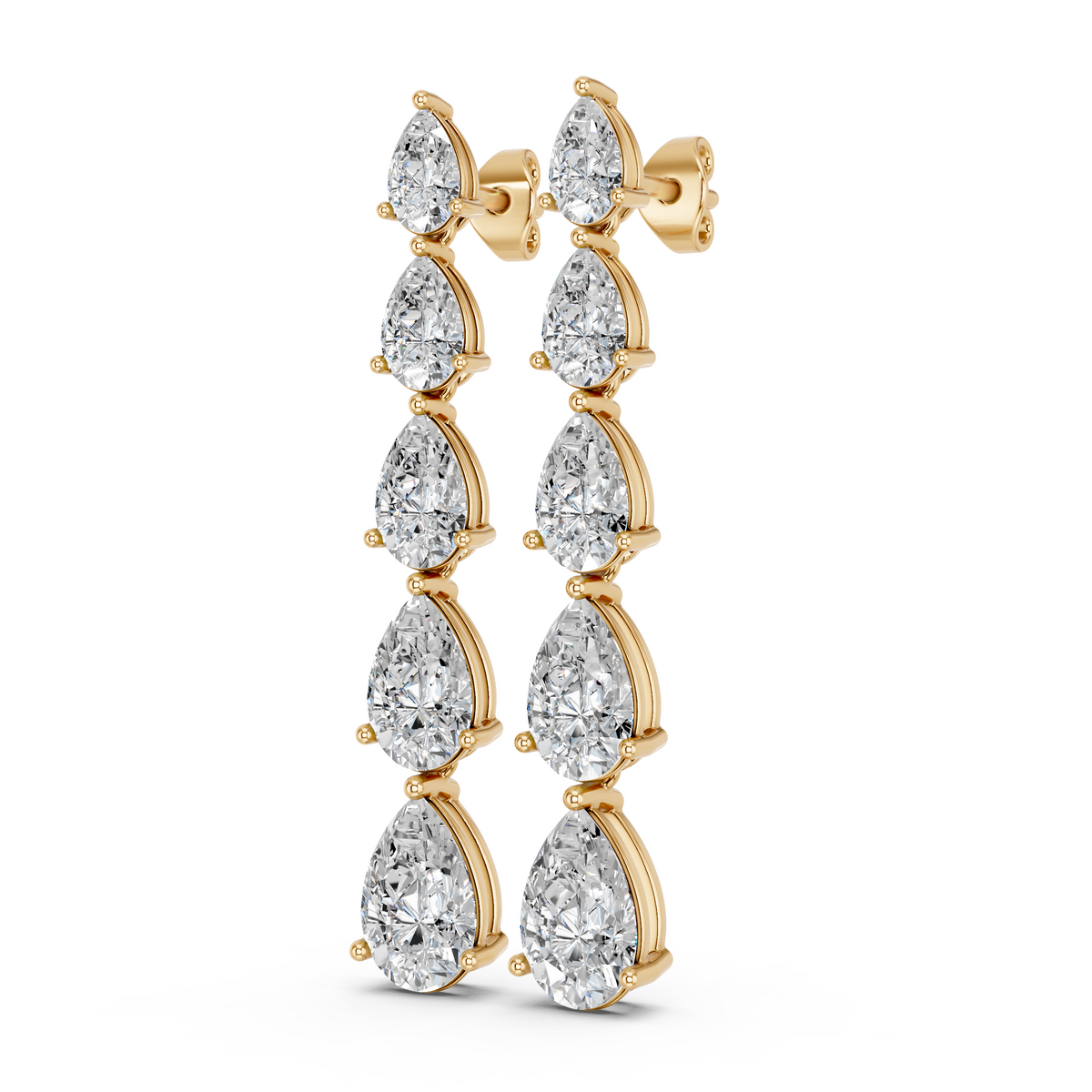 Pear Lab Diamond Linear Earring in 14K Yellow Gold – angled view