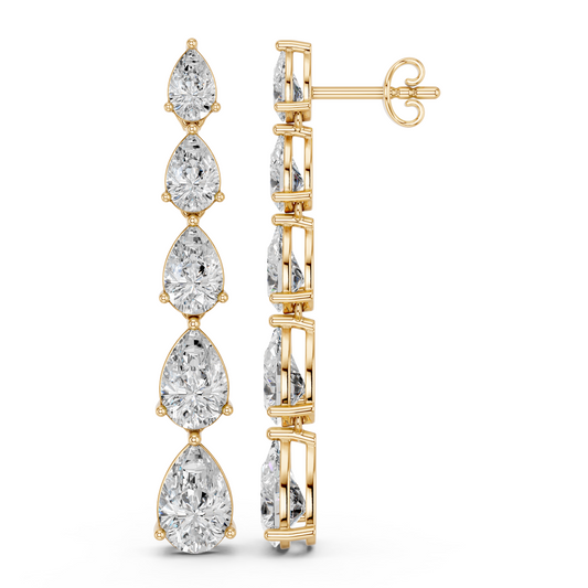 Pear Lab Diamond Linear Earring in 14K Yellow Gold – side view