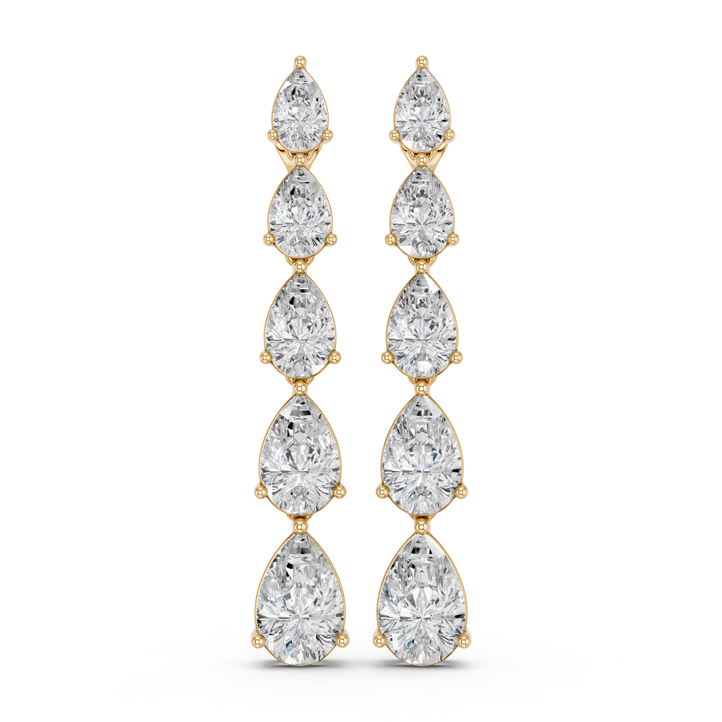 Pear Lab Diamond Linear Earring in 14K Yellow Gold – top view