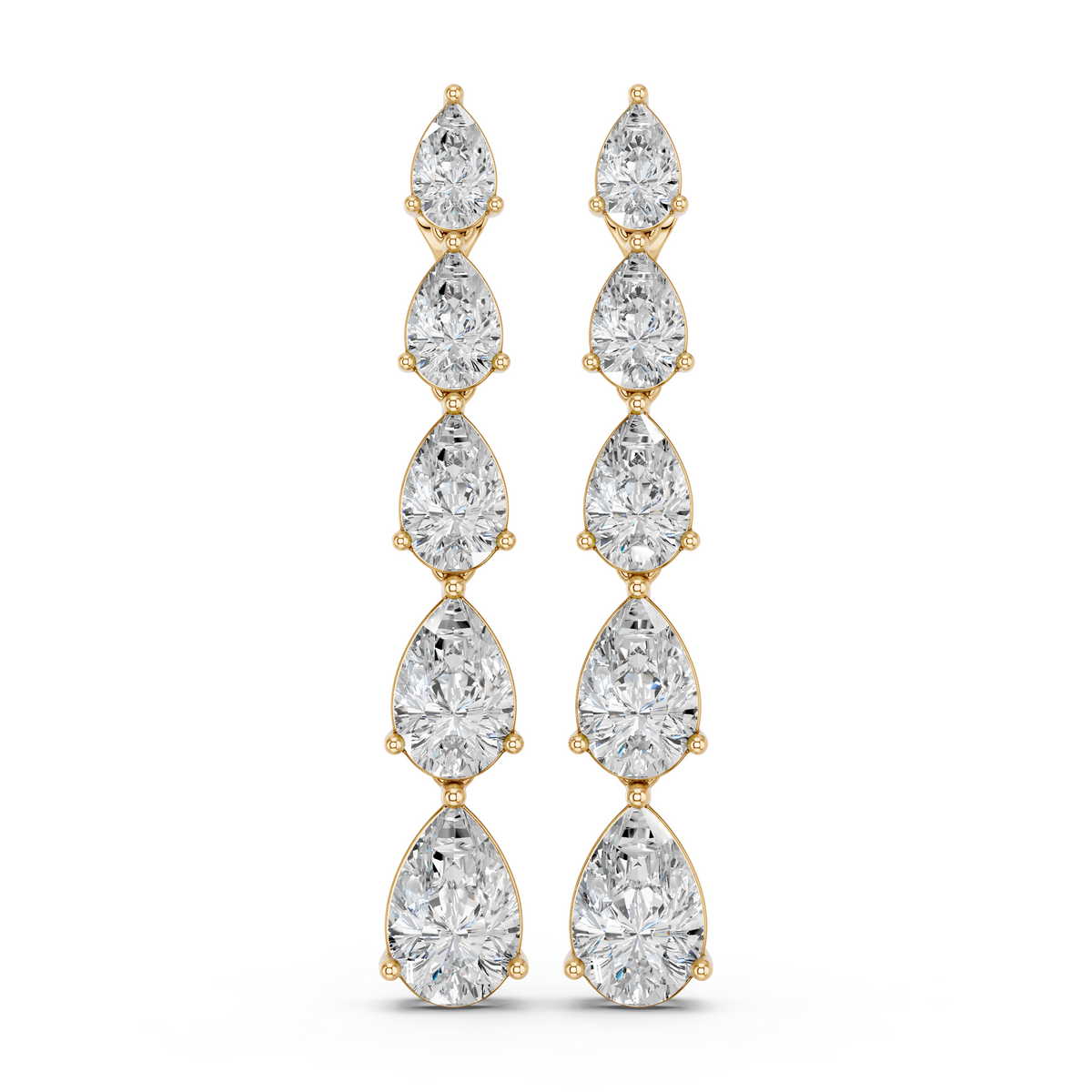 Pear Lab Diamond Linear Earring in 14K Yellow Gold – top view