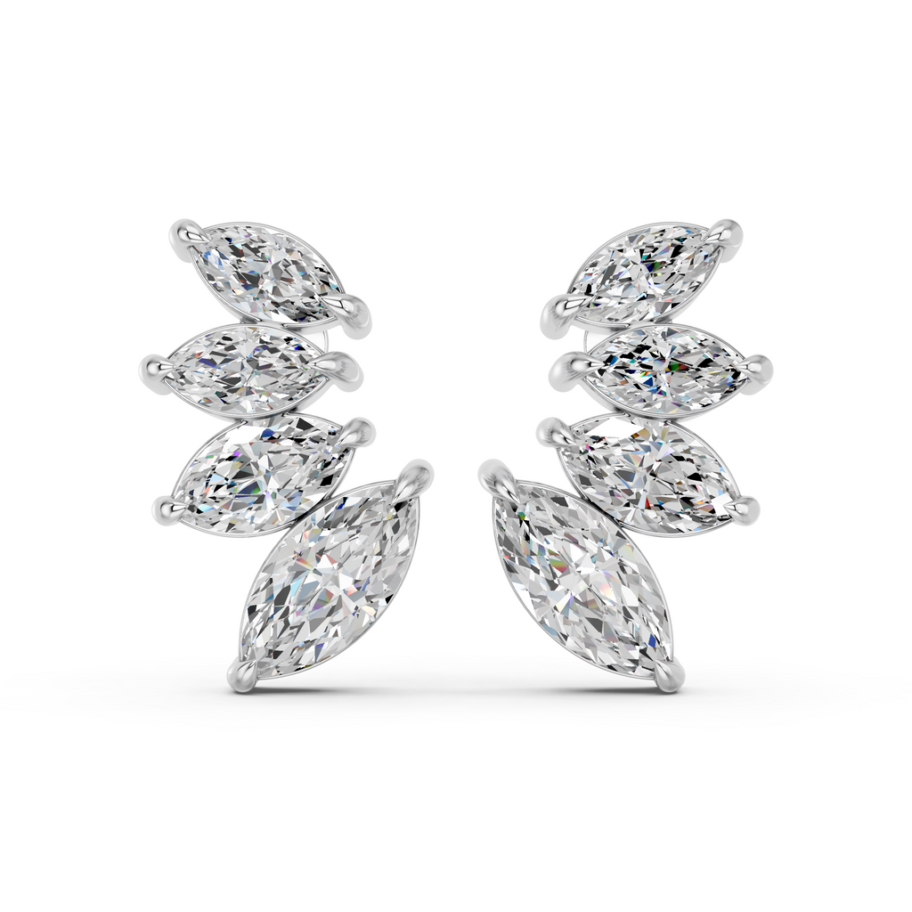 Marquise Lab Diamond Graduating Stud in 14K White Gold – top view