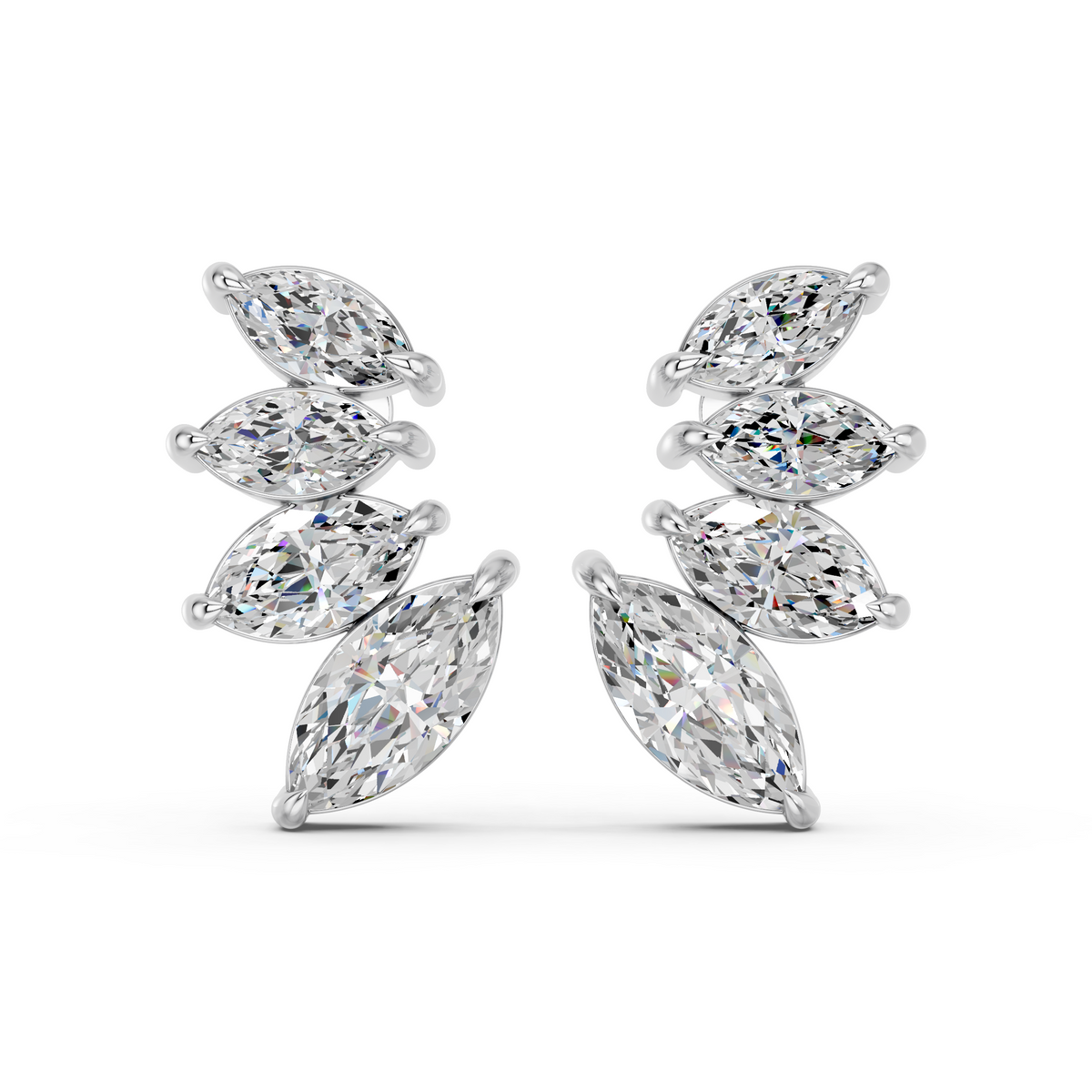 Marquise Lab Diamond Graduating Stud in 14K White Gold – top view