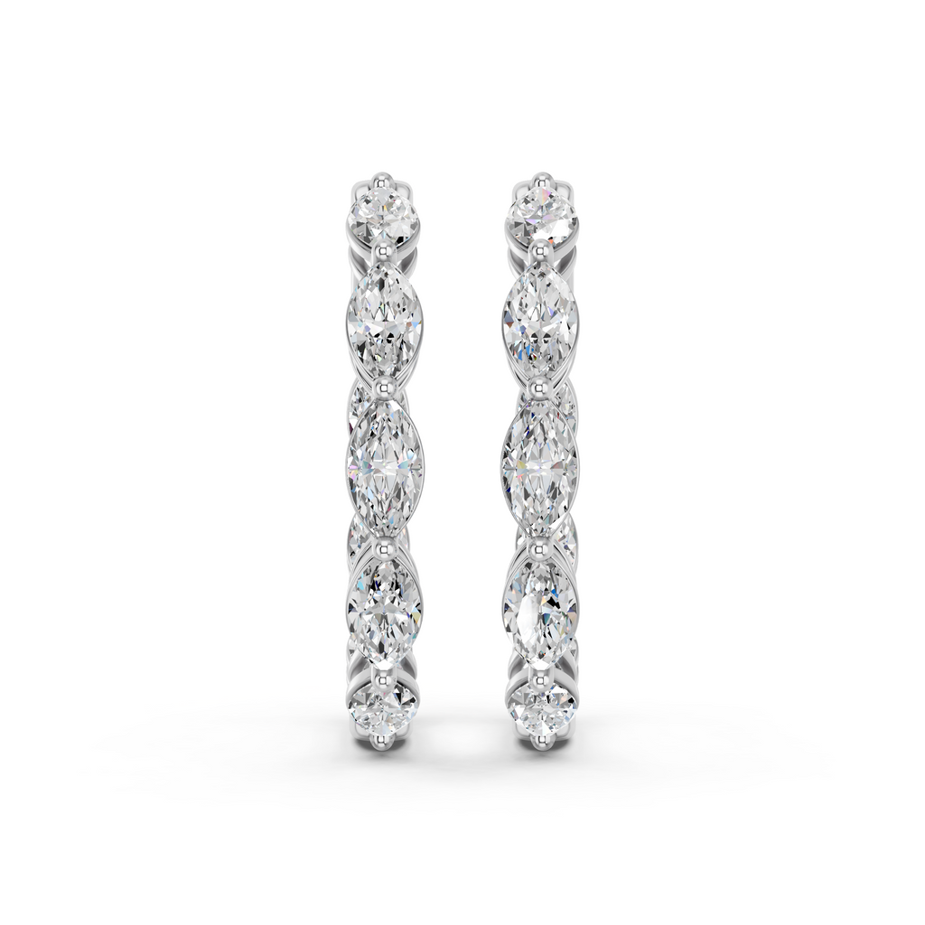 Rmarquise Lab Diamond Inside-Out Hoop Earring in 14K White Gold – top view