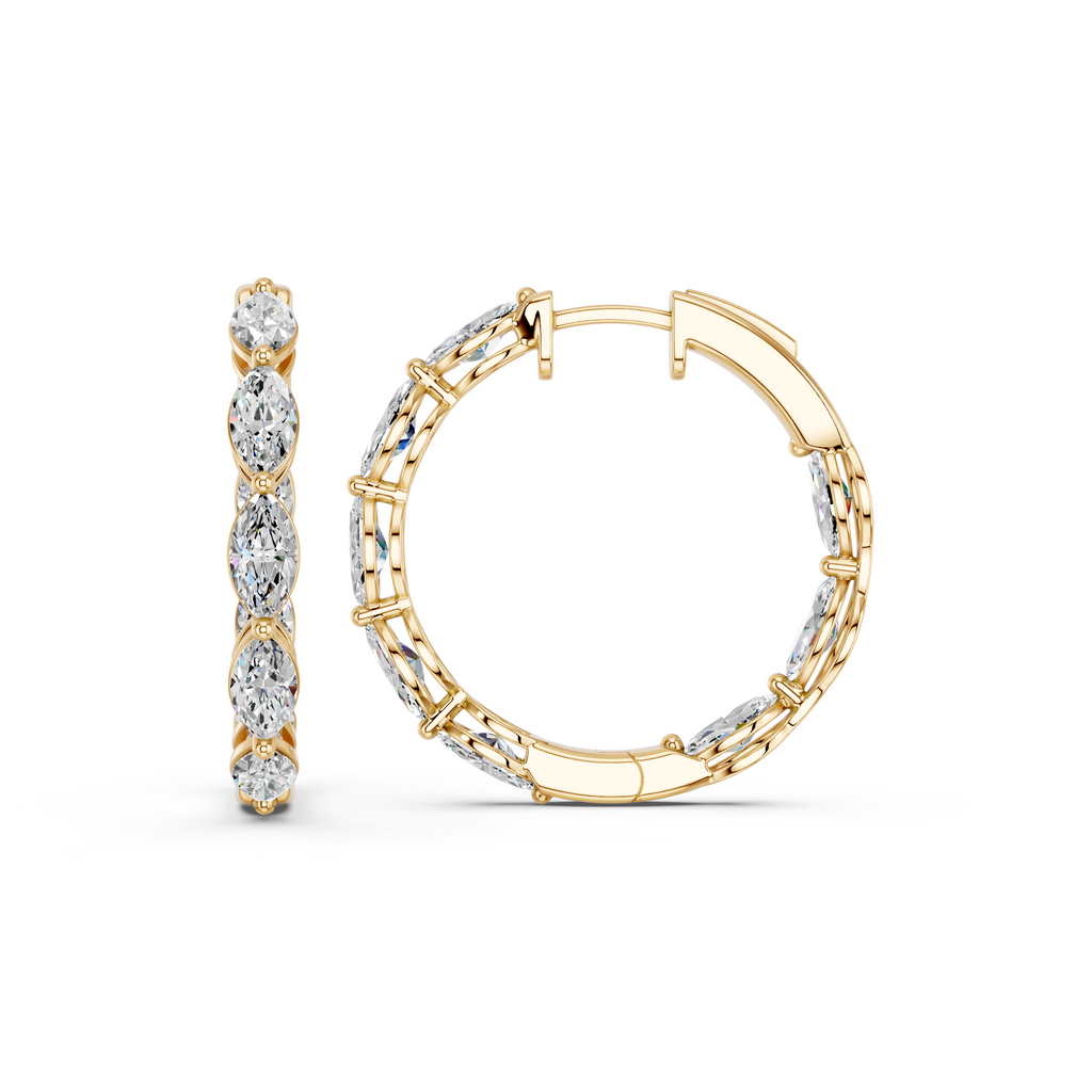 Rmarquise Lab Diamond Inside-Out Hoop Earring in 14K Yellow Gold – side view