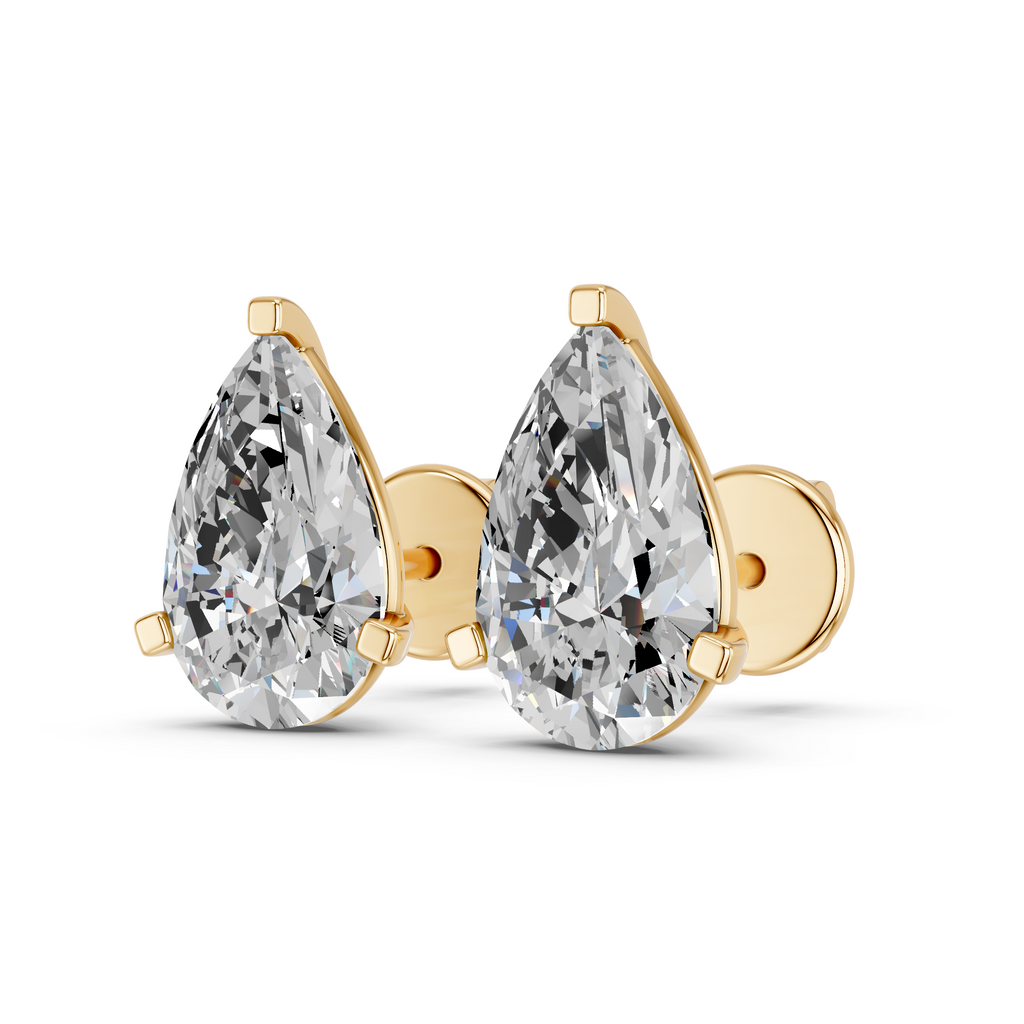 Pear Lab Diamond Martini Stud in 14K Yellow Gold – angled view