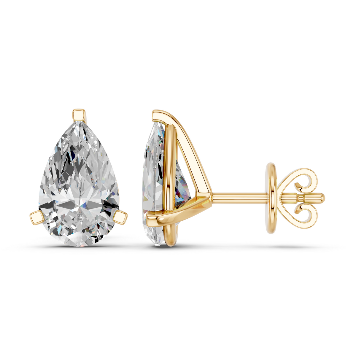 Pear Lab Diamond Martini Stud in 14K Yellow Gold – side view