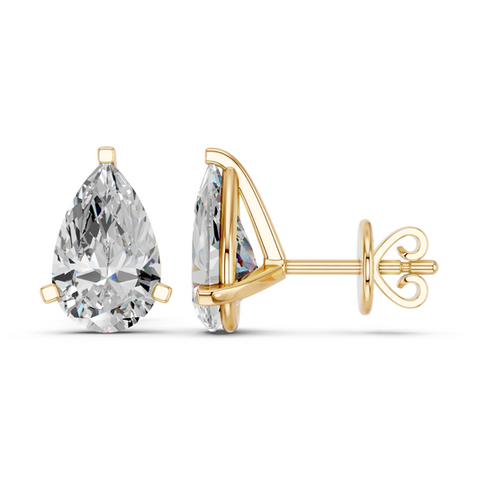 Pear Lab Diamond Martini Stud in 14K Yellow Gold – side view