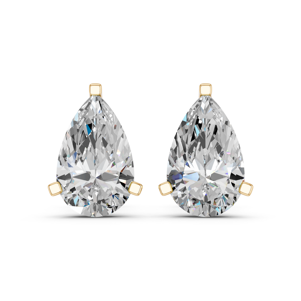 Pear Lab Diamond Martini Stud in 14K Yellow Gold – top view