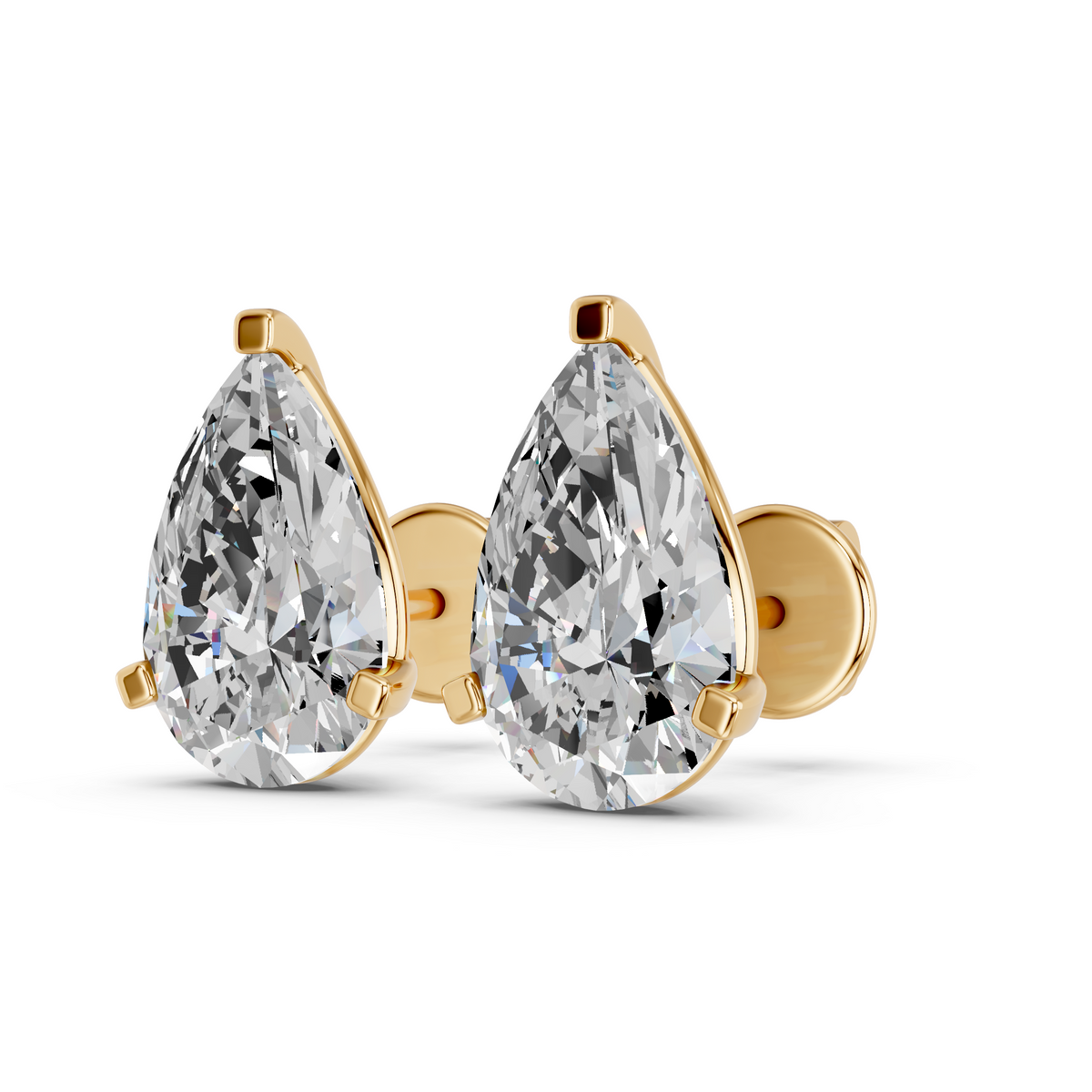 Pear Lab Diamond Martini Stud in 14K Yellow Gold – angled view