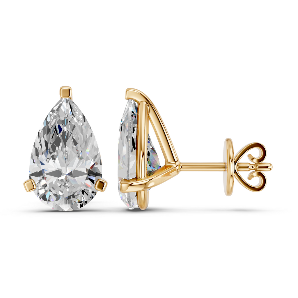 Pear Lab Diamond Martini Stud in 14K Yellow Gold – side view