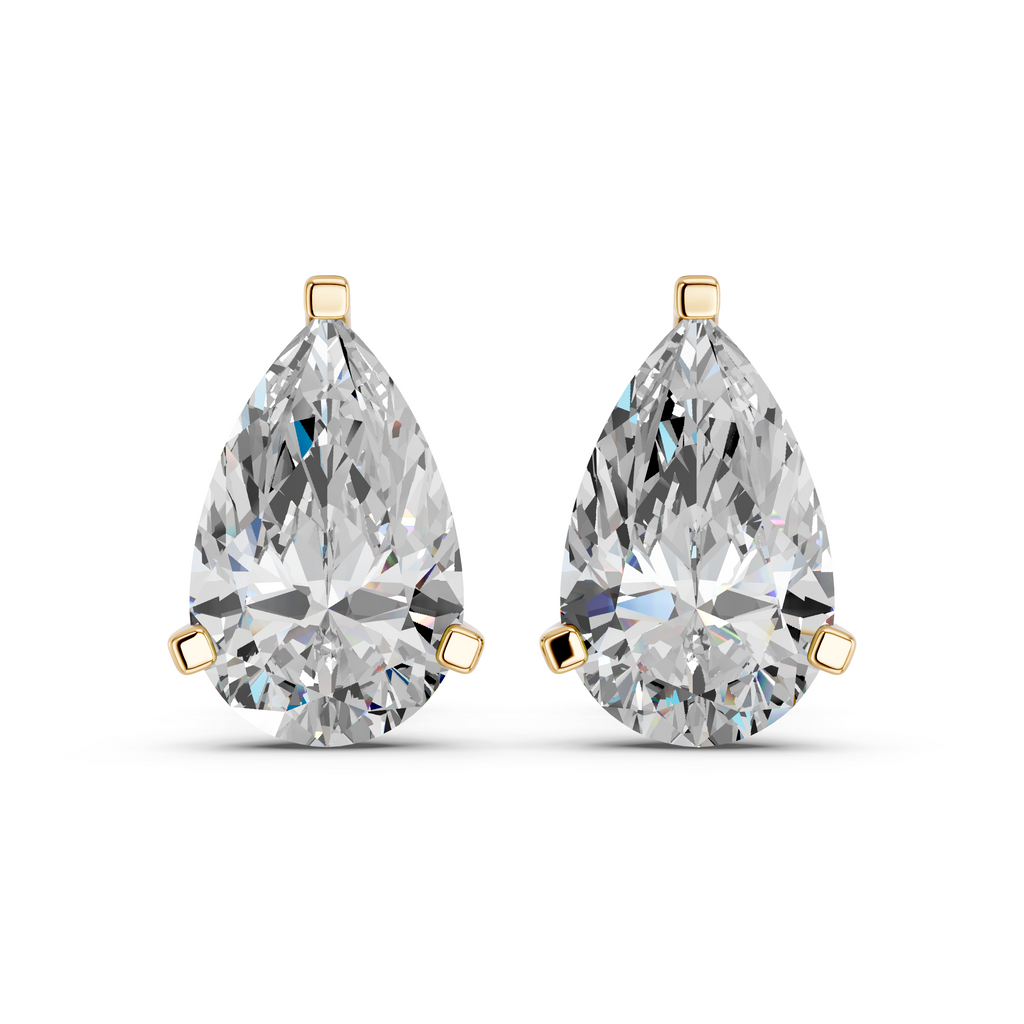 Pear Lab Diamond Martini Stud in 14K Yellow Gold – top view