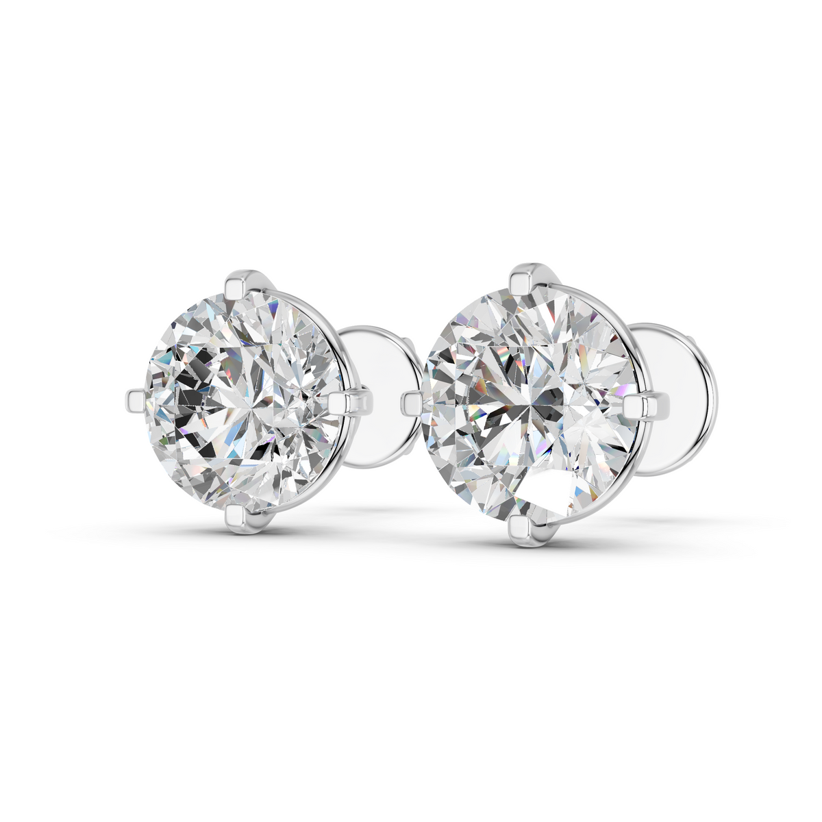 Round Lab Diamond Solitaire Stud in 14K White Gold – angled view