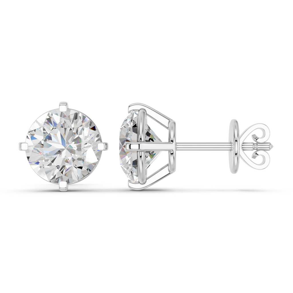 Round Lab Diamond Solitaire Stud in 14K White Gold – side view
