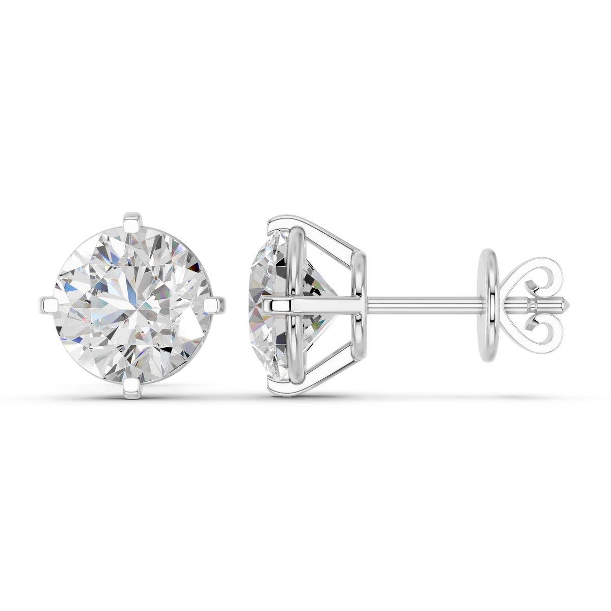 Round Lab Diamond Solitaire Stud in 14K White Gold – side view