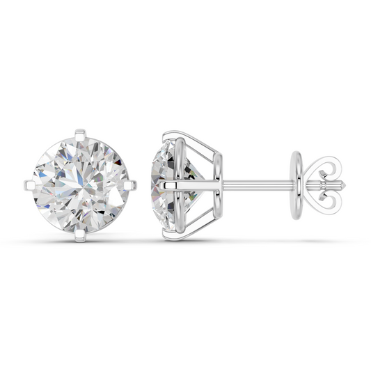 Round Lab Diamond Solitaire Stud in 14K White Gold – side view
